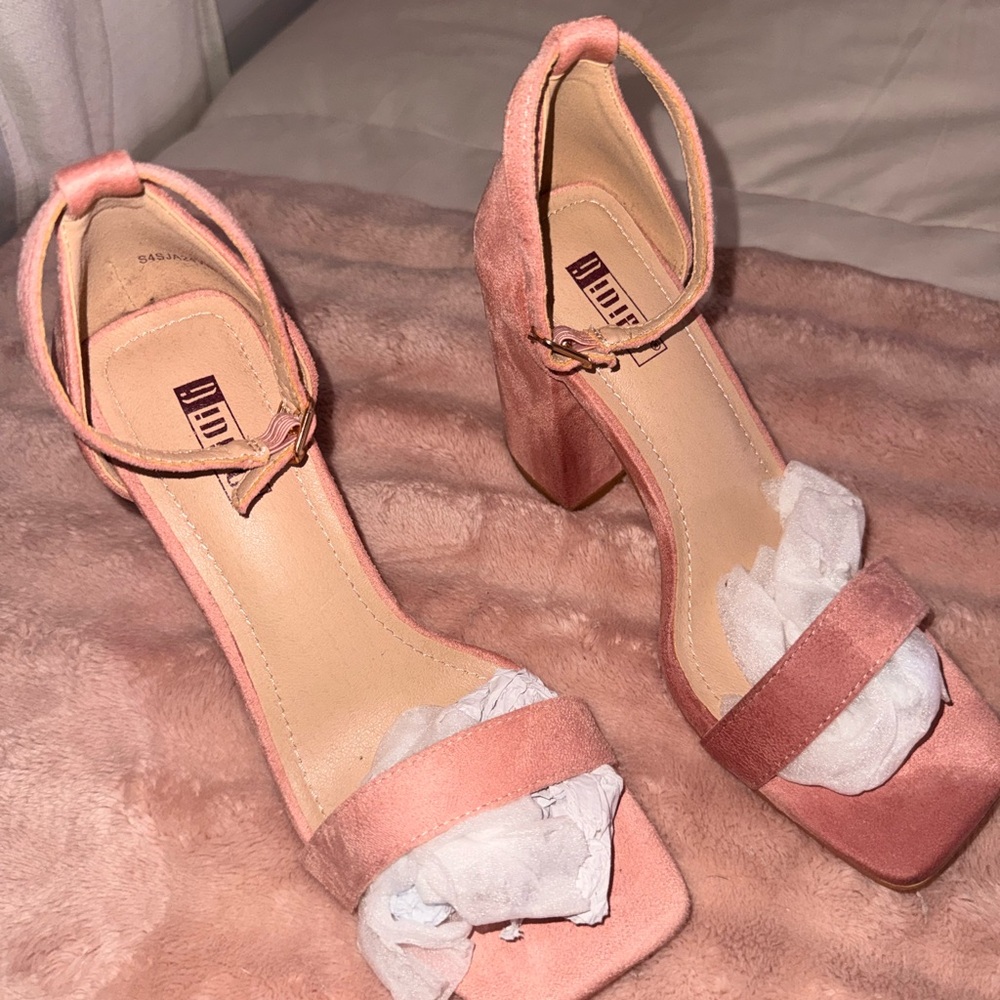 Public Desire Peach Ankle Strap Heels